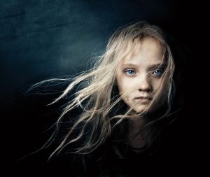 The character called Cosette from "Les Miserables" - as a child.